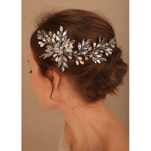 Denifery Bridal Hair Comb Bridal Hair Vine Crystals Bridal Wedding Hairpiece Wedding Hair Vine Pearl Hair Vine with Comb for Women and Girls (Style 5)