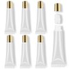 AMORIX 6pcs Empty Lip gloss Tubes Containers 15ml Gold Refillable Empty Squeeze Tubes Clear Cosmetic Containers Soft Tube for Women Girls DIY Lip Gloss Cosmetics