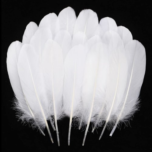 Ballinger Natural White Goose Feathers - 120Pcs 6-8 Inch Bulk Feathers for Crafts, Wedding centerpieces, Angel Wings and Dream Catcher