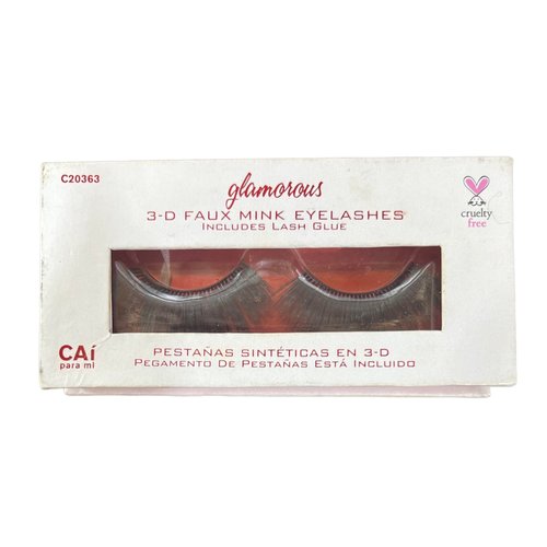 Generic Glamorous 3-D Faux Mink Eyelashes, Includes Lash Glue, C20363, Black