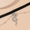 TseanYi Black Velvet Choker Necklace Goth Silver Snake Dark Neckalce Punk Snake Velvet Suede Neckalce Dark Serpent Pendant Necklace