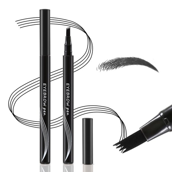 Boobeen Waterproof Eyebrow Pen-Micro Tip Eyebrow Pencil, Liquid Eyebrow Fork Tip Pen, Creates Natural 3D Eyebrow Hair, Long Lasting