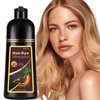 Instant Blonde Brown Hair Color Shampoo,Golden Brown Hair Dye Shampoo 3 in 1 for Women Men,Long Lasting Brown Hair Shampoo,Brown Hair Dye Colors in Minutes,Brown Shampoo Easy to Use
