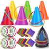 3 in 1 Carnival Games Set,31PCS Bean Bag Toss Games Combo Set,Soft Plastic Cones,Cornhole Bean Bags Ring Toss Game for Kids Adults Birthday Party Indoor Outdoor Games Supplies,Obstacle Course Supplies
