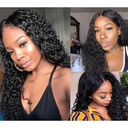 NALoRa 26 Inch Deep Wave Lace Front Wigs Wear and Go Glueless Wigs HD Transparent Frontal Wigs Pre Plucked Pre Cut Human Hair Wigs for Women Natural Black Curly Lace Closure Wigs