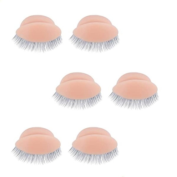 Replacement Eyelids, 3 Pairs Mannequin Head Removable Realistic Eyelids, Replacement Eyelids for Mannequin Head for Eyelash Training Practice Makeup Eyelash Extensions