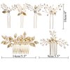 inSowni 26 Pack Gold Wedding Bridal Hair Side Combs+U Shaped Hair Pins Clips Barrettes Leaf Flower Rhinestone Pearl Hair Pieces Updo Accessories Jewelry Headpieces for Women Girls Brides Bridesmaids