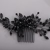 Chargances Bridal Black Crystal Hair Comb Gothic Black Wedding Hair Vine Side Comb Rhinestone Hair Accessory Wedding Headpiece Prom Party Festival for Women and Girls (Style 3)