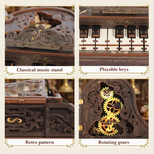 3D Wooden Puzzle for Adults, Playable Piano Model, Wooden Vintage Grand Piano Kit, Interactive Home Decor, Wooden Building Kits for Adult, Gift for Boys and Girls