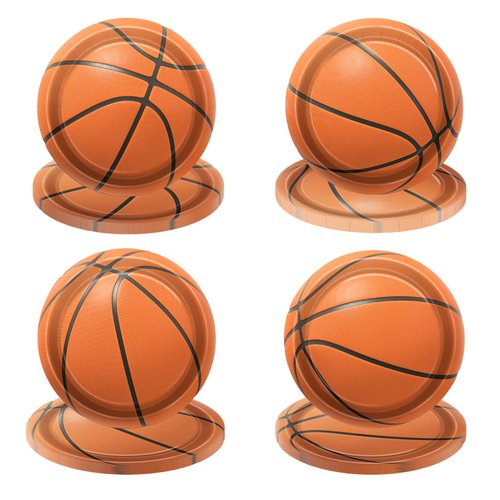 PTECDROTS 40Pcs Basketball Plates - Including 9" Basketball Birthday Party Decorations Plates Disposable Dinner Plates for Kids Basketball Fan Sports Event Basketball Party Supplies
