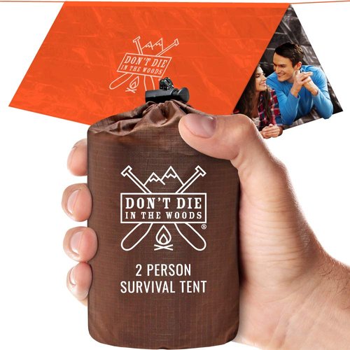 World's Toughest Ultralight Survival Tent • 2 Person Mylar Emergency Shelter Tube Tent + Paracord • Year-Round All Weather Protection for Hiking, First Aid Kits, & Outdoor Survival Gear