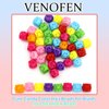 VENOFEN Colorful Acrylic Beads for Braids, Dreadlocks, and Hair Accessories - 50PCS Hollow Beads Bulk for DIY Jewelry Making, Kids and Women