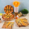 durony 144 Pieces Basketball Paper Plates and Napkins Dinnerware Set Basketball Birthday Party Tableware Supplies Includes Paper Plates Napkins Forks Serve 24 for Sports Basketball Party Supplies