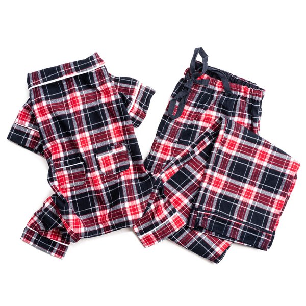 fabdog Dog Pajamas Matching Doggie Outfits | Dog Onesie in 18" - Owner Sizes from Small to XXL - Flannel Pajamas for Dogs Available in Blue Plaid