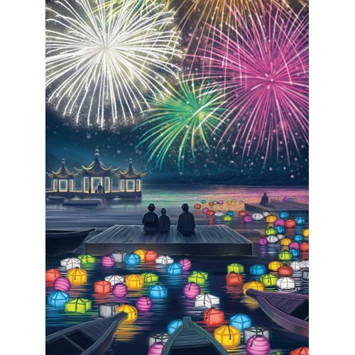 Lanterns Dice - Lights in The Sky, Card Dice Board Game 2-4 Players, 30-45 Min, Ages 10 and Up, Decorate The Palace Lake with Floating Lanterns to Impress The Emperor, Score Points for Best Festival