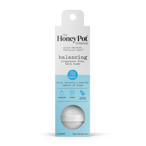 The Honey Pot Company - Balancing Fragrance Free Bath Bombs - pH Balancing, Refreshing and Hydrating - 3ct