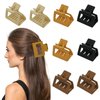 Makikoki Matte Claw Hair Clips, 8Pcs Elegant Medium Rectangle Clips for Women and Girls, Strong Grip Perfect for Thin and Thick Hair in Beige, Yellow, Brown, Black