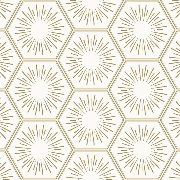 Tempaper Sunset Metallic Gold Hello Sunshine Removable Peel and Stick Wallpaper, 20.5 in X 16.5 ft, Made in The USA