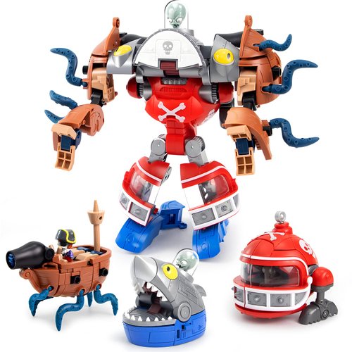 Maikerry 3-in-1 Plants & Zombies Toy Figure Set, Deformation Zombie Boss Robot, Action Figures, Birthday & Party Gifts for Boys & Girls
