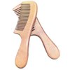 2 Pcs Hair Comb Set Wooden Wide Tooth Comb and Fine Tooth Comb for Women Men, Anti-static Detangling Comb for Curly Fine Straight Wet Dry Hair, Natural Peach Wood Hair Comb