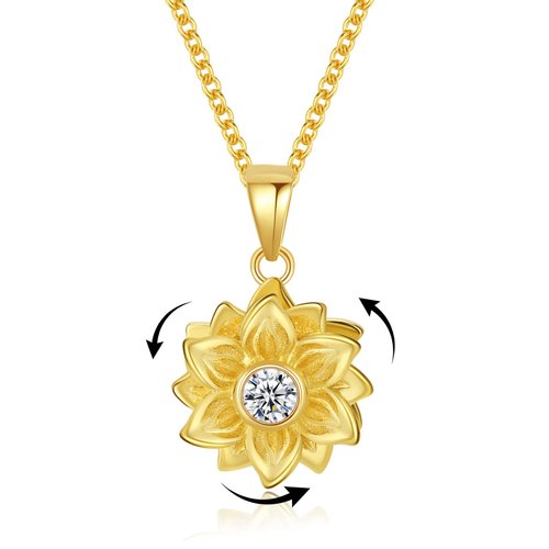 spinning sunflower necklace idget jewelry fidget necklace for women fidget necklace anxiety necklace - S925 Sterling Silver Necklace 50cm Telescping Adjustable Necklaces For Teen Girls Aesthetic