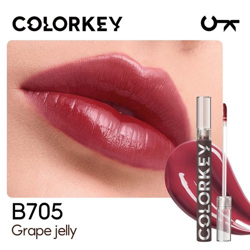 COLORKEY Lip Gloss Mirror Series, Hydrating Lip Gloss with Essential oil, High Shine Glossy Lip Tint, Hydrated & Fuller-looking Lips, Long-Lasting Liquid Lipstick (B705 Grape jelly)