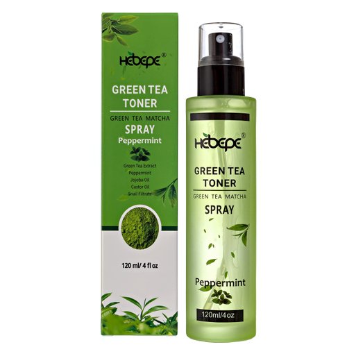 Hebepe Green Tea Matcha Facial Toner Mist with Peppermint, Alcohol-Free, Refreshing, Moisturizing, and Soothing Face Toner, with Jojoba Oil, Castor Oil, Snail Filtrate,120ml