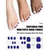 EBANKU Gel Toe Nail Stickers Cured Gel Nail Strips for Toes Gel Toenail Strips Nail Art Wraps Long-Lasting Toe Gel Nail Polish Wraps Gel Nail Art Stickers for Toes UV/LED Lamp Required (Blue White)