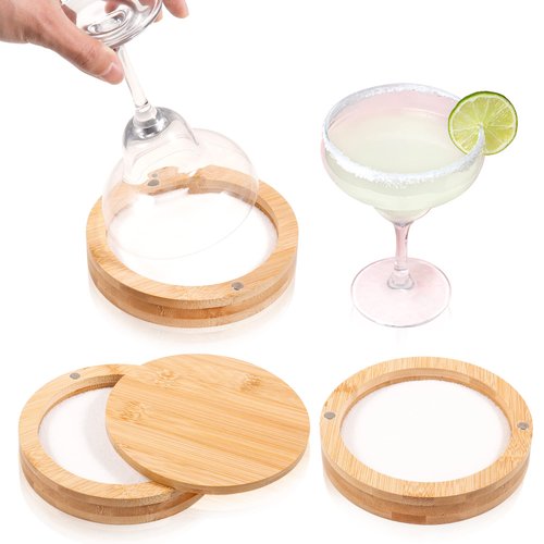 Margarita Salt Rimmer with Magnetic Swivel Lid - Bamboo Salt&Sugar Rimmer for Cocktails - Bar Party Salt Glass Rimming for Drinks Bartender Tool Salt Box Spice Container for Wide Glasses up to 4.72 In