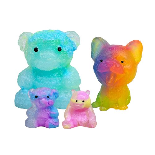 4 Packs Colorful Dog and Bears Squishies Set,Perfect Kawaii Squeeze Toy and Decor,Crystal Jelly Animals Toys Ideal for Party Favors and Kids Gifts(Random Color)