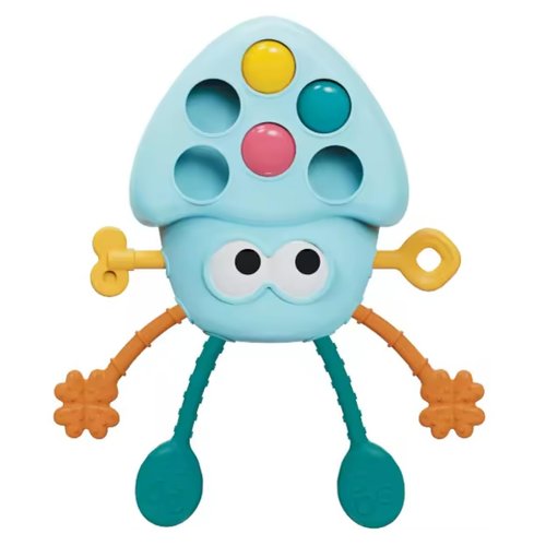 Yummy Baby Montessori Sensory Toy for Babies, Silicone Pull String Teething Toy, Perfect for Entertaining Baby While Developing Motor and Sensory Skills (Blue Octopus)