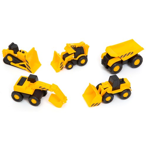 R & S LIMITED Boley: Mini Construction Vehicles - 5pk - Yellow & Black, Realistic Equipment Toy Playset, Interactive Moveable Parts, Indoor & Outdoor, Kids Ages 3+