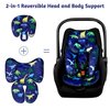 TANOFAR Car Seat Head Support Infant, Dinosaur Infant Car Seat Insert, 2-in-1 Reversible Baby Car Seat Head and Body Support, Soft Baby Car Seat Cushion for Newborn Boys