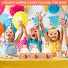 Sasylvia 122 Pcs Groovy Party Favors Retro Hippie Party Gifts Set Silicone Wristbands Keychains Badges Glasses Stickers Boho Stampers Gift Bags for Groovy Birthday Baby Shower Class Reward Supplies