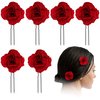 6Pcs Red Rose Hair Clip - Red Flower Hair Clip Red Hair Accessories for Women Red Flower for Hair Rose Clips for Hair Red Flower Pins for Hair - Red Flower Hair Accessories for Women Red Rose for Hair