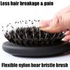 Boar Bristle Mini Hair Brush Travel Detangling Paddle Brush for Curly Fine Straight Natural Tangled Hair, Anti-frizz Detangler Brush Styling Hairbrush for Women Men, Boar Nylon Mixed Bristle Brush