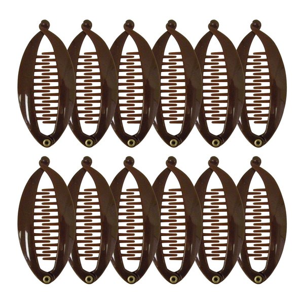 Set of 12 Mini Banana Clips - Brown
