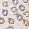 30Pcs Silver Gold Wreath Nail Charms 3D Christmas Pearl Garland Nail Charms Xmas Winter Alloy Rhinestone Bows Nail Charms for Women Girls DIY Manicure Nail Art Decoration Accessories