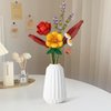 MEIEST Flower Bouquet Building Blocks Set,Mini Bricks Plant Botanical Collection Construction Building Toy,Creative DIY Artificial Flowers Home Decoration (Red)