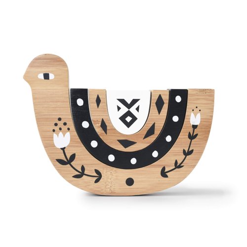 Wee Gallery Bamboo Nesting Bird, Building and Stacking Blocks, Arc Stacker and Balance Toy for Child Motor Skills, Problem Solving, Play, and Nursery Decor (for Kids Age 18 Months and up)