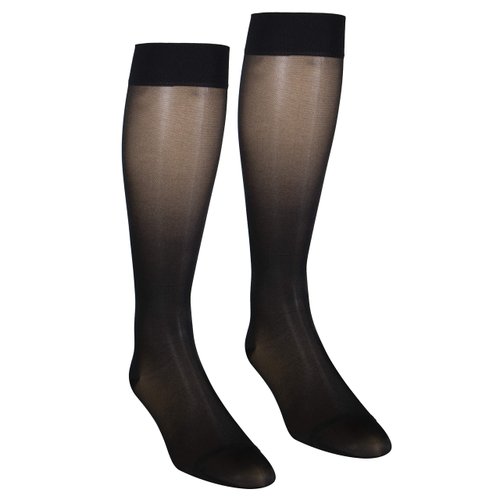 NuVein Sheer Compression Stockings, 15-20 mmHg Support, Women's Medium Denier Nylons, Knee High, Closed Toe, Black, Small