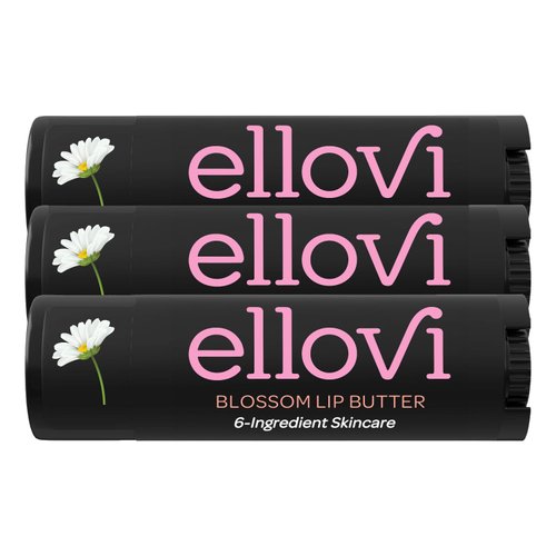 Ellovi Natural Lip Butter Lip Balm - Blossom - Pure Enough to Eat - Made With Just 6 Vegan Ingredients - Moisturizing Lip Care for All Day Hydration (4-Pack)