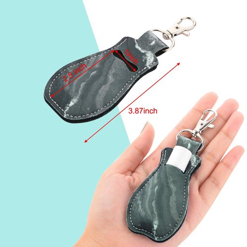 CM Clip-on Chapstick Sleeve Lip Balm Holder Neoprene Lipstick Holder Keychain Travel Accessories (Marble Patterns (4 Pcs))