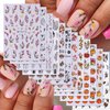 12 Sheets Fall Nail Art Stickers Autumn Leaves Nail Decals Pumpkins Drinking Maple Leaves Flower Nail Design 3D Self-Adhesive Holiday Thanksgiving Sliders Manicure Nail Decor