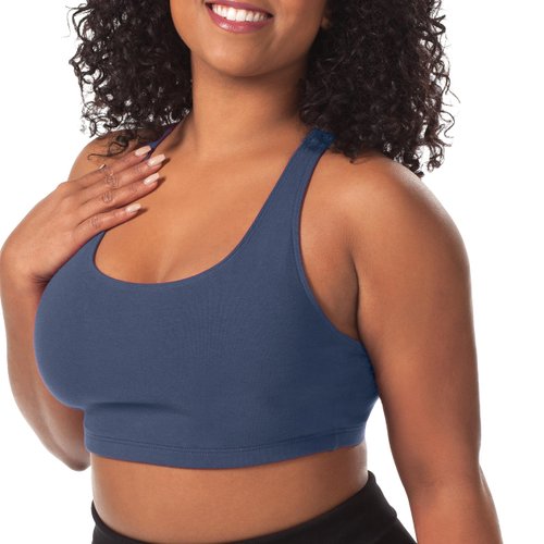 Leading Lady Apparel Women's Plus-Size Light Impact Sports Bra, Navy, 40DDFG