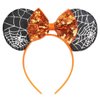 CONERY Halloween Mouse Ear Headband Orange Sequin Bow Hair Hoop Spider Web Hair band Hair Accessories for Halloween Decorations Party Supplies Headwear for Women Girls