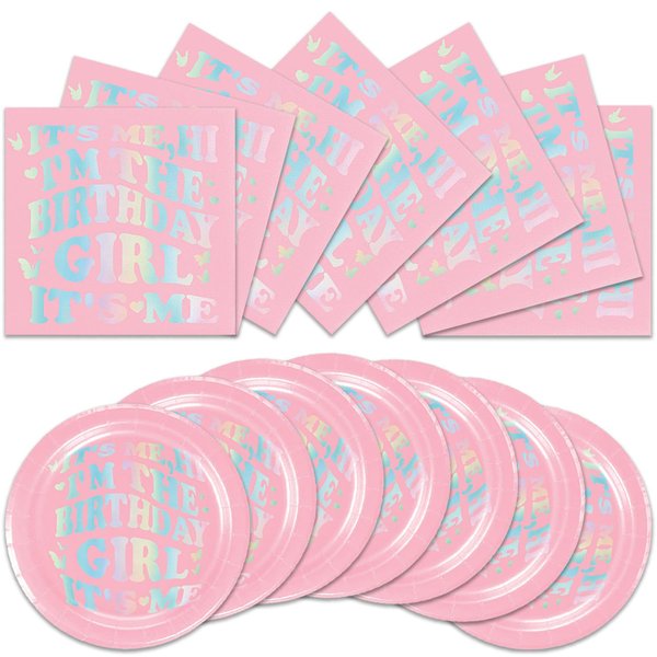 Generic 40pcs Pink Birthday Party Supplies-Party Decorations Tableware For Kids, Plate, Napkin Party Decorations Dinnerware