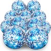 Lewtemi 12 Pcs 24 Inch 16 Inch Inflatable Glitter Beach Balls Clear Confetti Swimming Balls Jumbo Pool Balls for Outdoor(Blue)