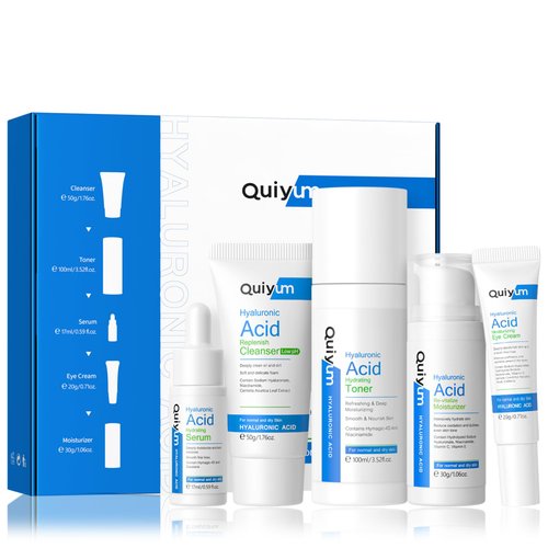 5 In 1 Hyaluronic Acid Skin Care Set For Teen Girls, Skin Care Sets & Kits With Toner,Serum,Face Cream,Eye Cream,Cleanser, Travel Skincare Set For Hydrating Skin, Soft And Plump Skin