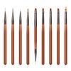 9Pcs Nail Art Brush Set, Builder Painting Design Detail Drawing Brushes Dotting Pen Double-Ended French Liner For Gel Polish Manicure Tools Acrylic Home DIY Salon Use Women, Brown